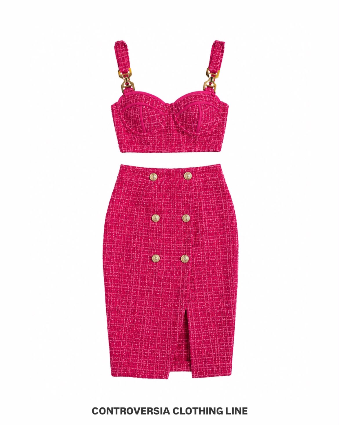 Pink tweed set