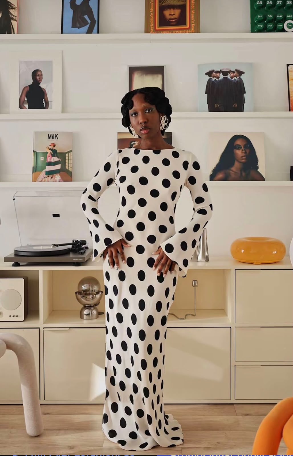 long polka dress