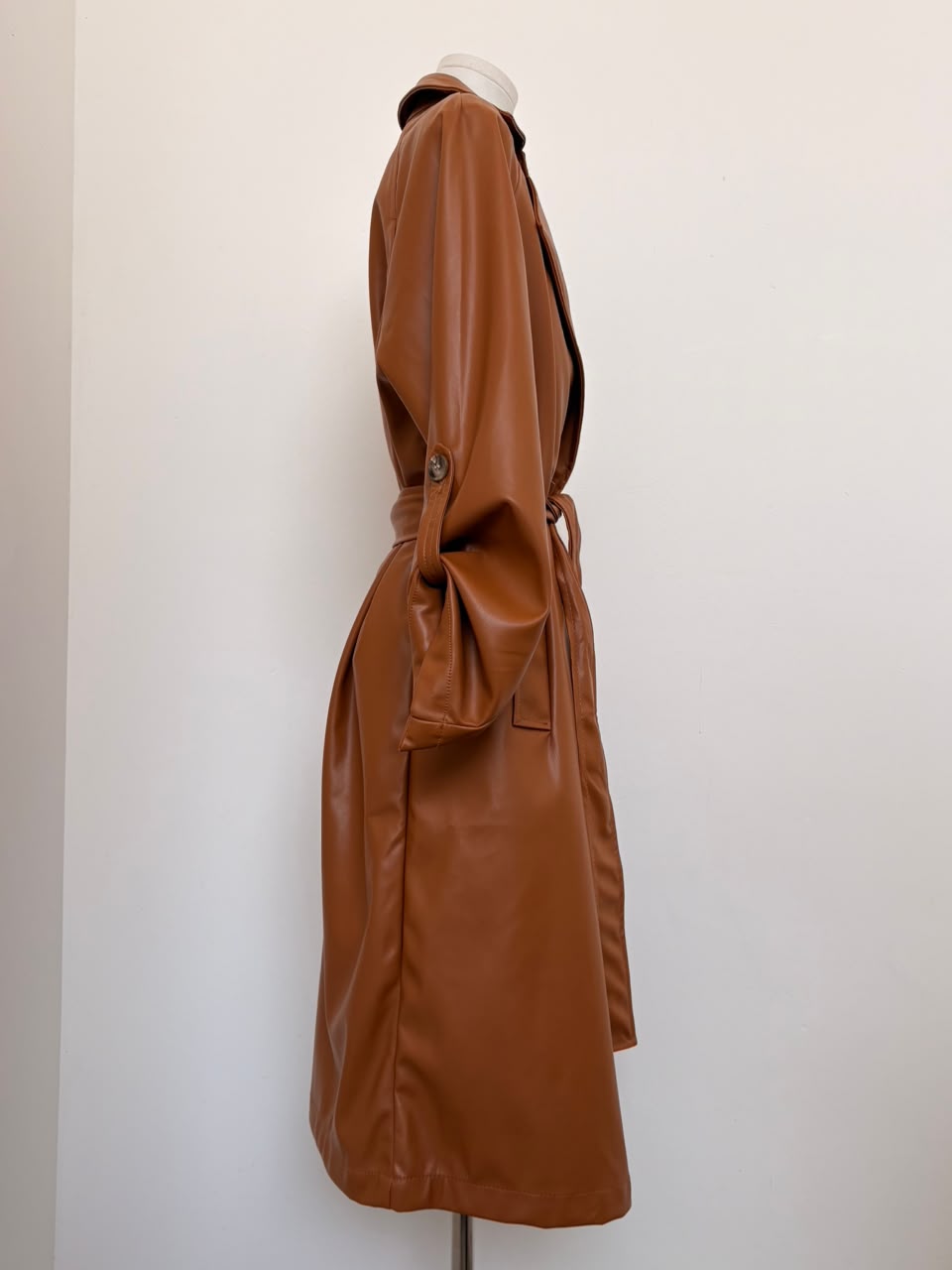 Faux-Leather Trench Coat