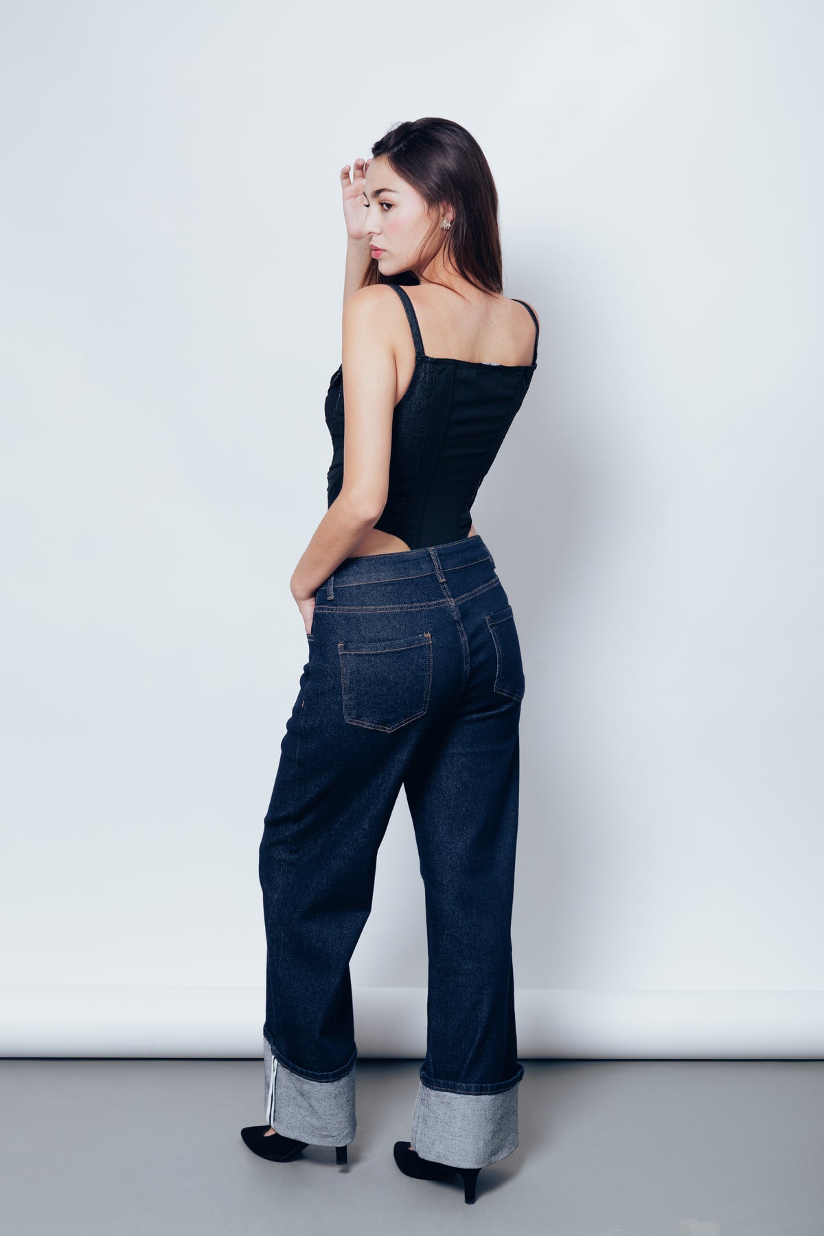 Rolled-Hem Blue Jeans